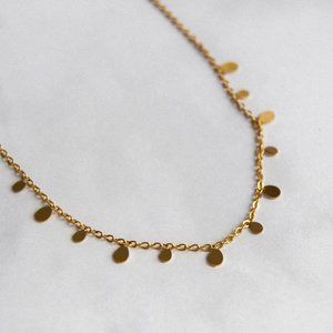 New 18k Gold Plated disc drop necklace